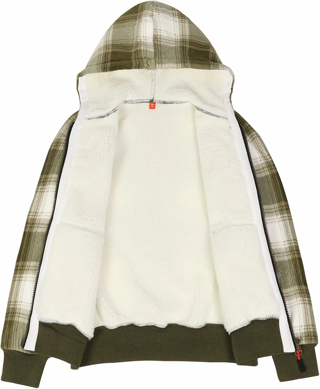 ThCreasa Kids Sherpa Fleece Lined Hoodie Jacket,Zip-Up Hooded Plaid Sweatshirt Jackets