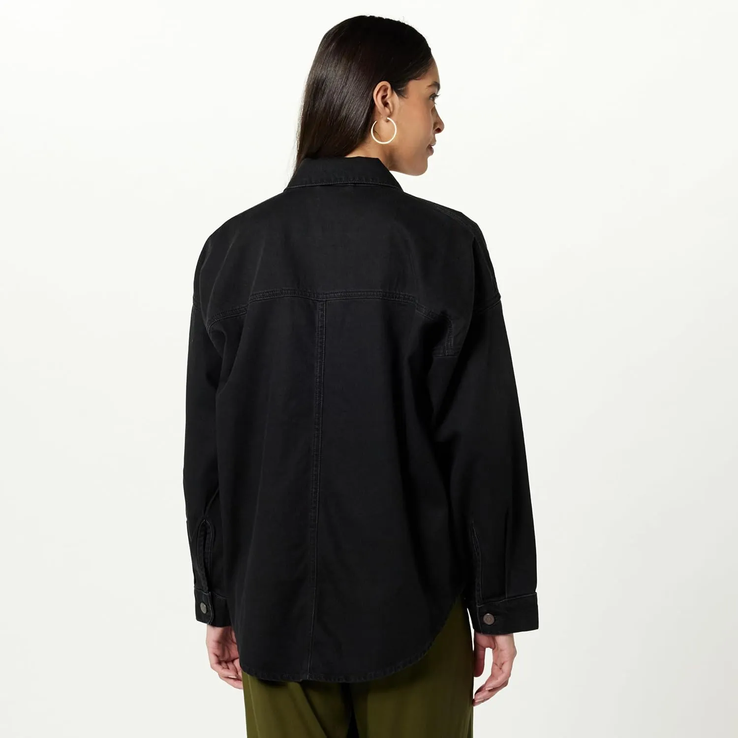 The Drop Women's Pilar Long Denim Shirt Jacket