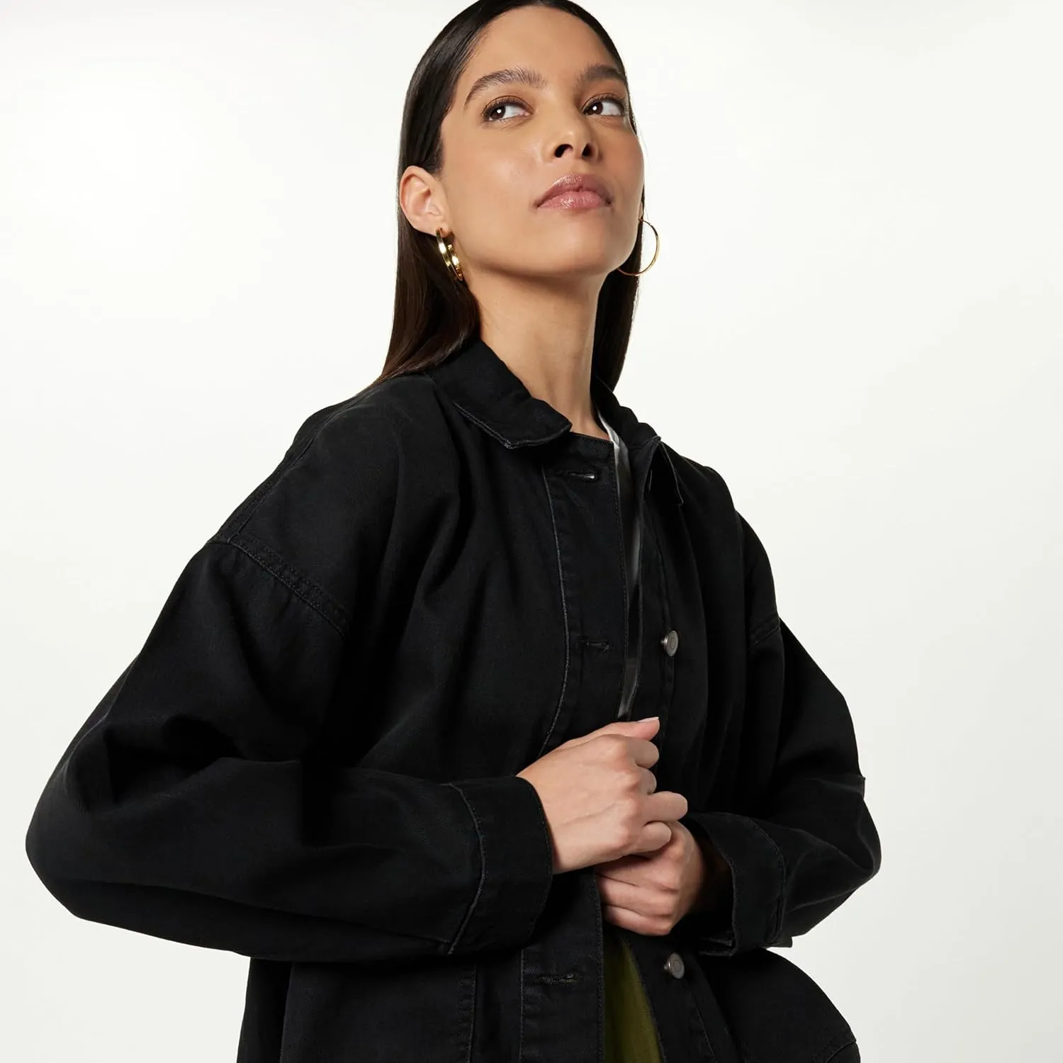 The Drop Women's Pilar Long Denim Shirt Jacket