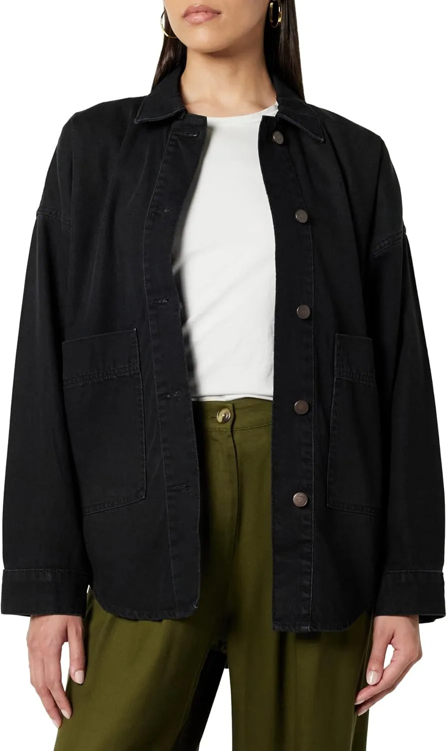 The Drop Women's Pilar Long Denim Shirt Jacket