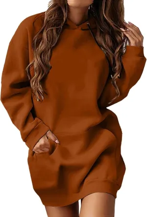 The Warmy Oversized Hoodie Dress for Women Casual Pullover Sweatshirt Long Sleeve with Kangaroo Pocket