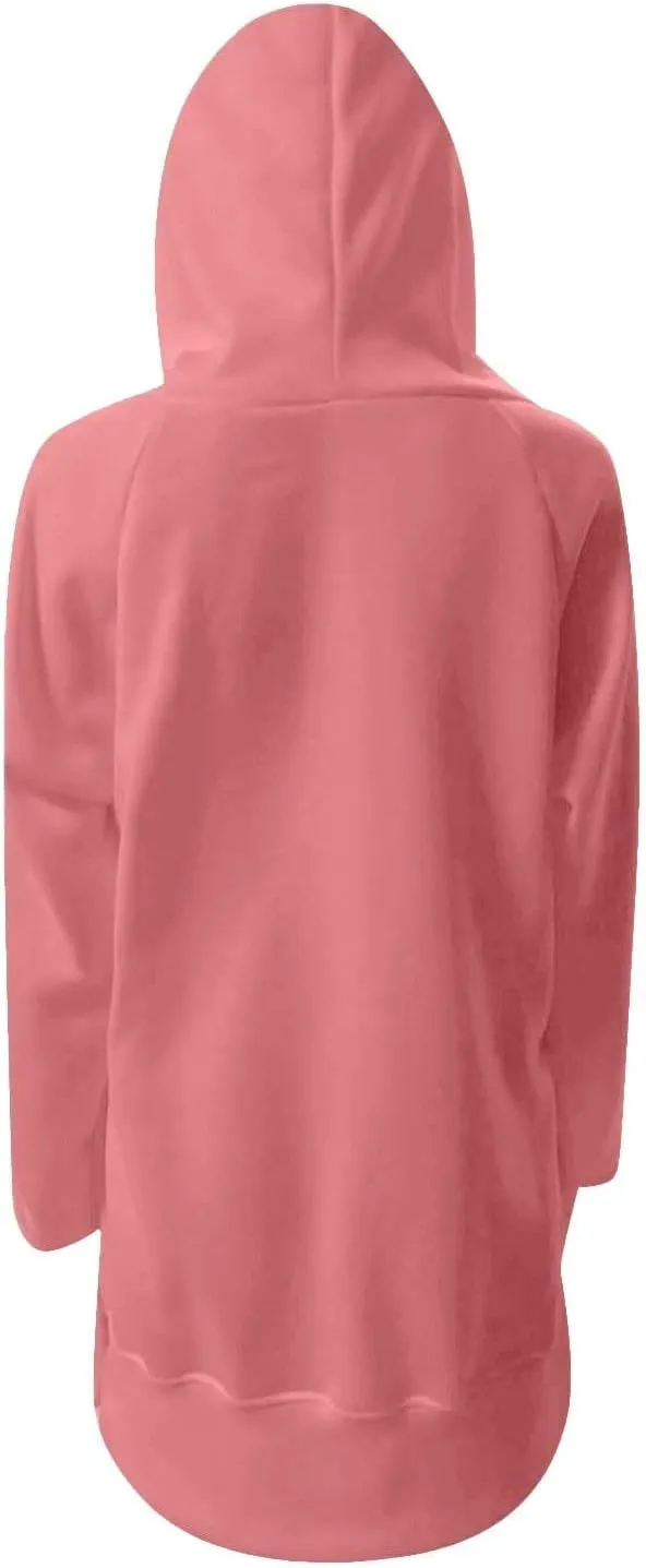 The Warmy Oversized Hoodie Dress Women, Women's Casual Sweatshirt Long Sleeve Split Hem Hoodies Dress with Kangaroo Pocket