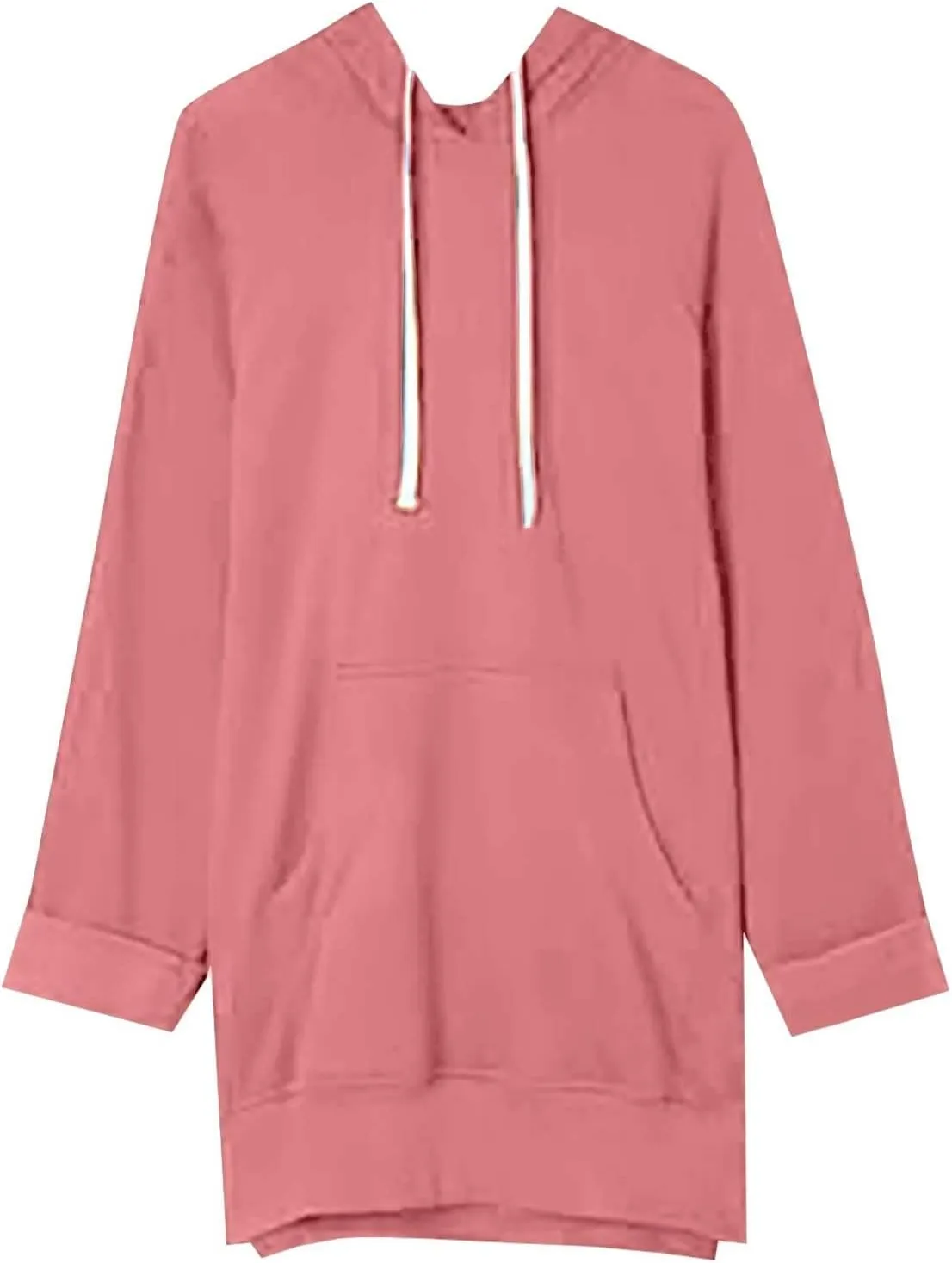 The Warmy Oversized Hoodie Dress Women, Women's Casual Sweatshirt Long Sleeve Split Hem Hoodies Dress with Kangaroo Pocket