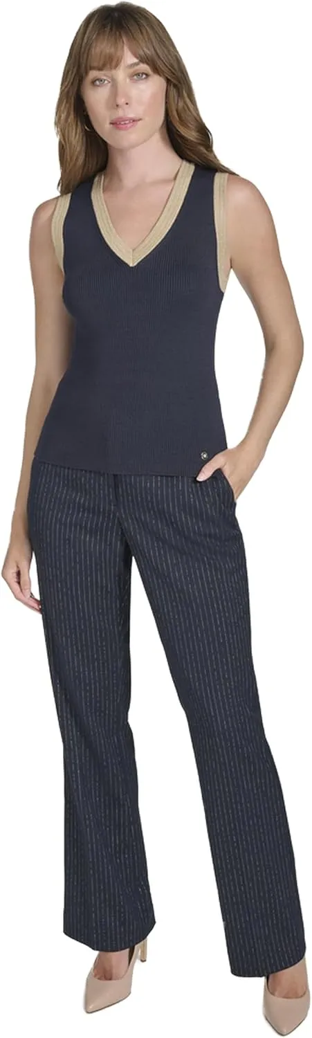 Tommy Hilfiger womens Contrast Trim Sleeveless Sweater