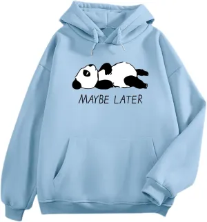 Tuislay Cute Panda Graphic Hoodie For Teen Girls Preppy Kawaii Hoodies Womens Sweatshirts Oversized Fleece Hooded Pullover