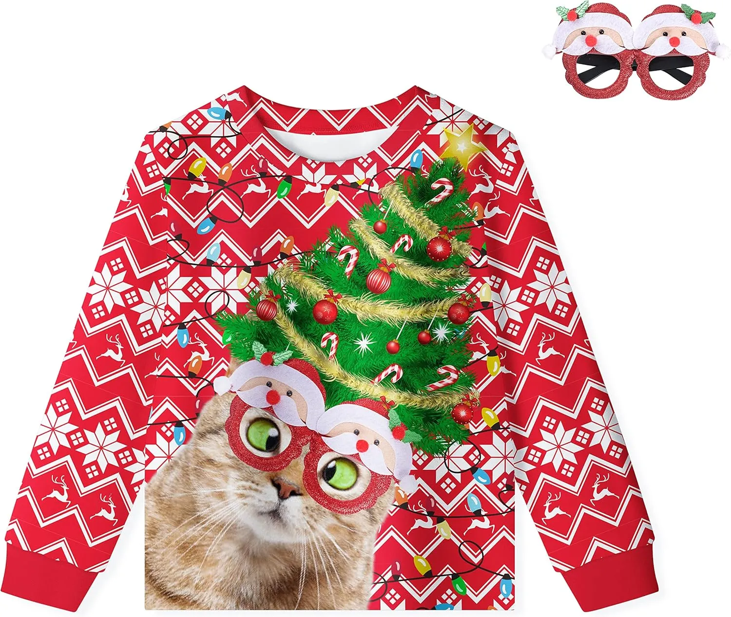 Ugly Christmas Sweater for Adults and Kids Family Matching Set Fleece Sweatshirt Hoodie Funny Graphic Unisex Pullover