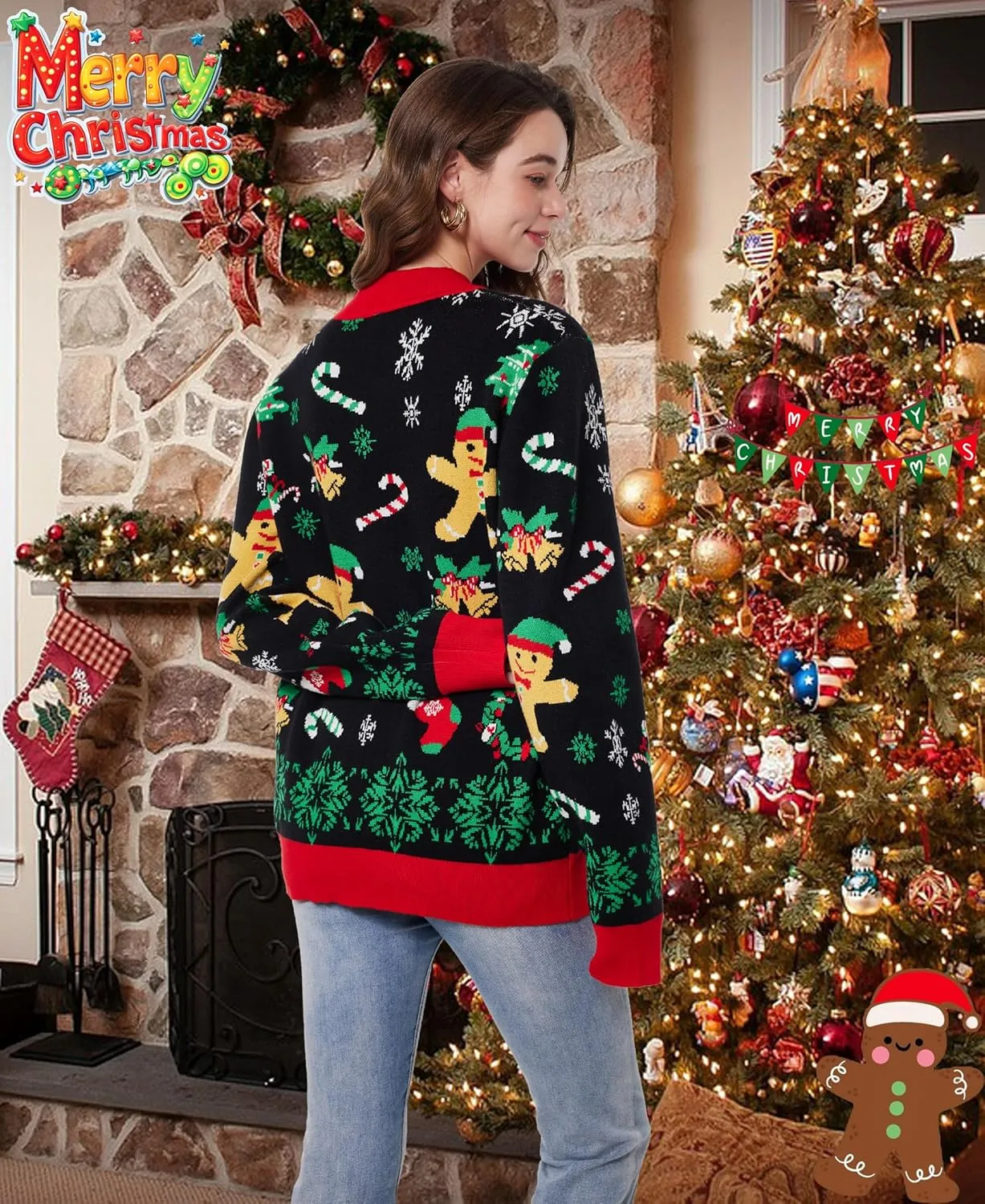 Unisex Ugly Christmas Sweaters Adult Long Sleeve Crewneck Sweaters Funny Top Pullover Xmas Party Family Gatherings