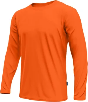 URBAN BUCK Mens Neon High Visibility Running Shirt - Lightweight Long Sleeve Workout Swim UPF50  Basic Sun T-Shirt for Men