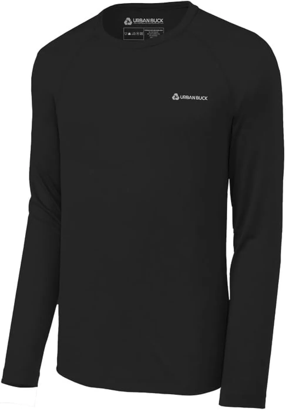 URBAN BUCK Mens Neon High Visibility Running Shirt - Lightweight Long Sleeve Workout Swim UPF50  Basic Sun T-Shirt for Men