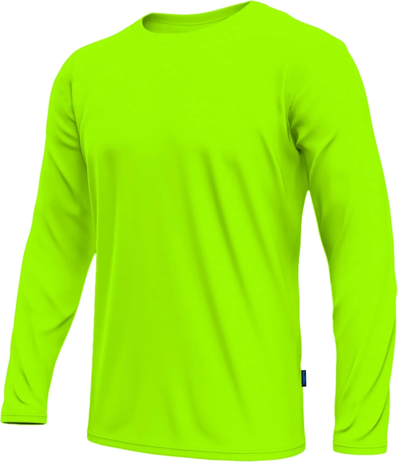 URBAN BUCK Mens Neon High Visibility Running Shirt - Lightweight Long Sleeve Workout Swim UPF50  Basic Sun T-Shirt for Men