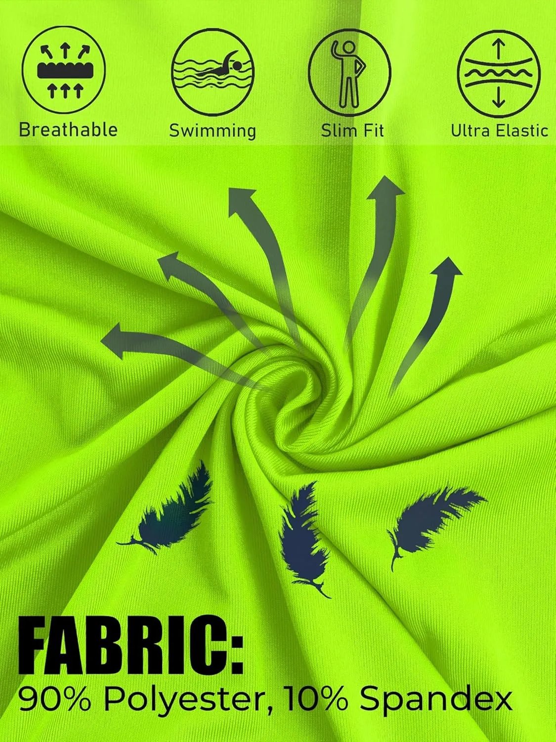 URBAN BUCK Mens Neon High Visibility Running Shirt - Lightweight Long Sleeve Workout Swim UPF50  Basic Sun T-Shirt for Men