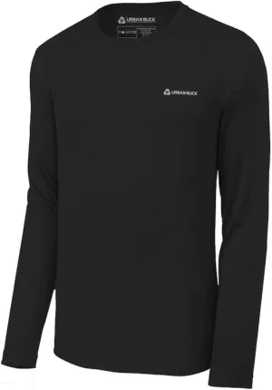 URBAN BUCK Mens Neon High Visibility Running Shirt - Lightweight Long Sleeve Workout Swim UPF50  Basic Sun T-Shirt for Men