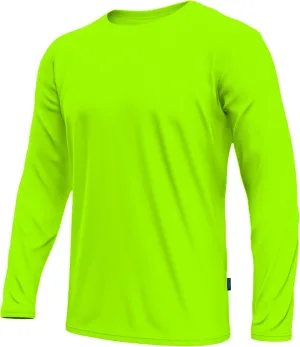 URBAN BUCK Mens Neon High Visibility Running Shirt - Lightweight Long Sleeve Workout Swim UPF50  Basic Sun T-Shirt for Men
