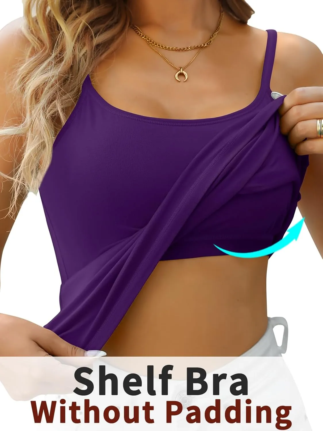 V FOR CITY Cotton Shelf Bra Camisole Tops for Women Adjustable Spaghetti Strap Tank Top Summer Cami Shirt 3 Pack