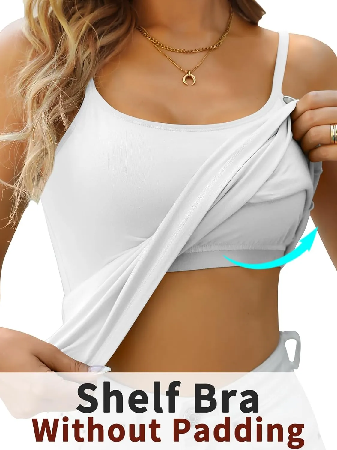 V FOR CITY Cotton Shelf Bra Camisole Tops for Women Adjustable Spaghetti Strap Tank Top Summer Cami Shirt 3 Pack