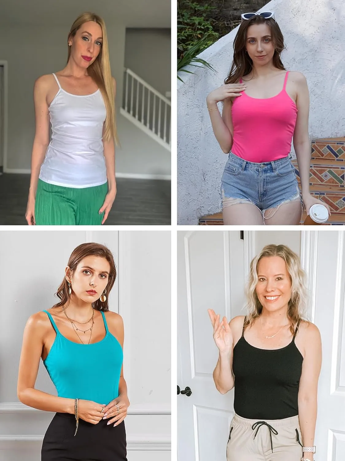 V FOR CITY Cotton Shelf Bra Camisole Tops for Women Adjustable Spaghetti Strap Tank Top Summer Cami Shirt 3 Pack