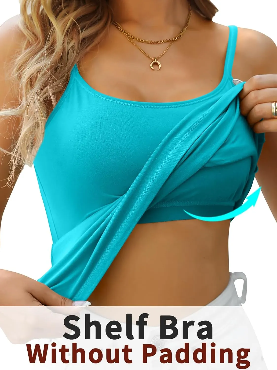 V FOR CITY Women's Shelf Bra Camisole Tops Adjustable Spaghetti Strap Cami Tank Cotton Undershirts 2 Pack