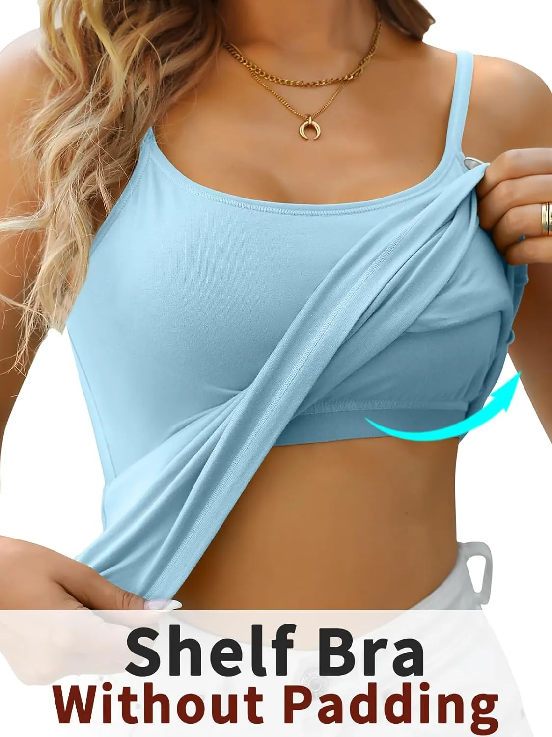 V FOR CITY Women's Shelf Bra Camisole Tops Adjustable Spaghetti Strap Cami Tank Cotton Undershirts 2 Pack