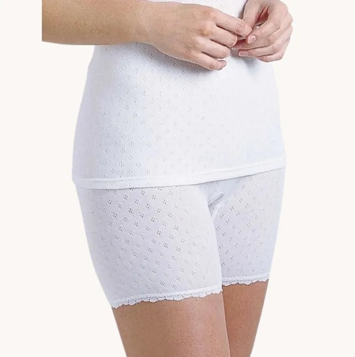 Vedonis  Brushed Thermal Lace Edged Pantee - L & XL - Pink - White