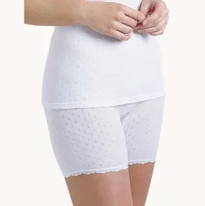 Vedonis  Brushed Thermal Lace Edged Pantee - L & XL - Pink - White