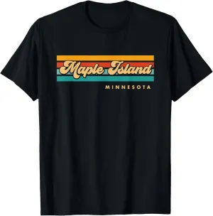 Vintage Sunset Stripes Maple Island, Minnesota T-Shirt