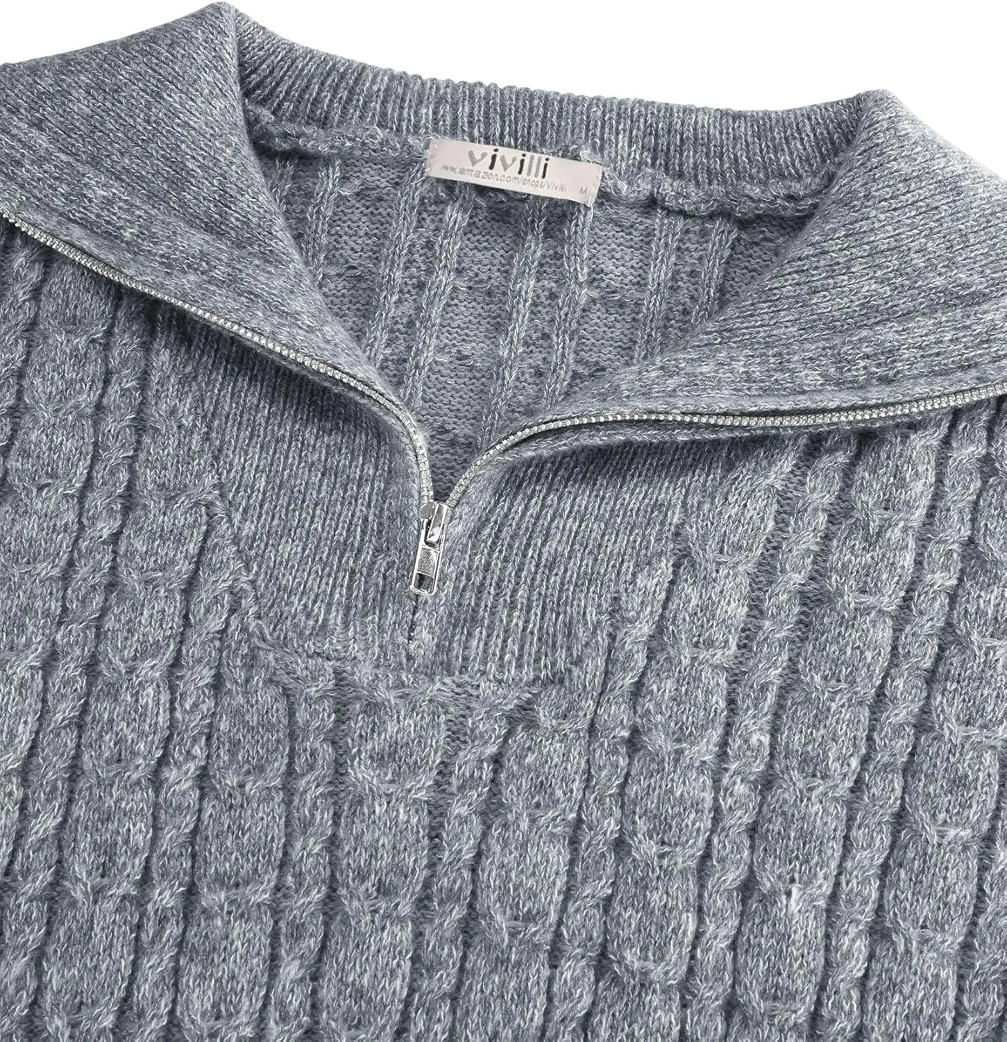 Vivilli Women's Oversized Sweater Quarter Zip Chunky Cable Knit Sweaters Fall Winter Fashion Pullover Sweater Tops