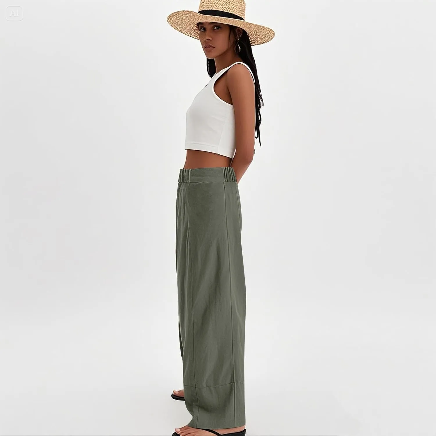 Wide Leg Linen Pants Women 2025 Summer High Waist Palazzo Pants Baggy Lightweight Boho Beach Lounge Trousers Pockets