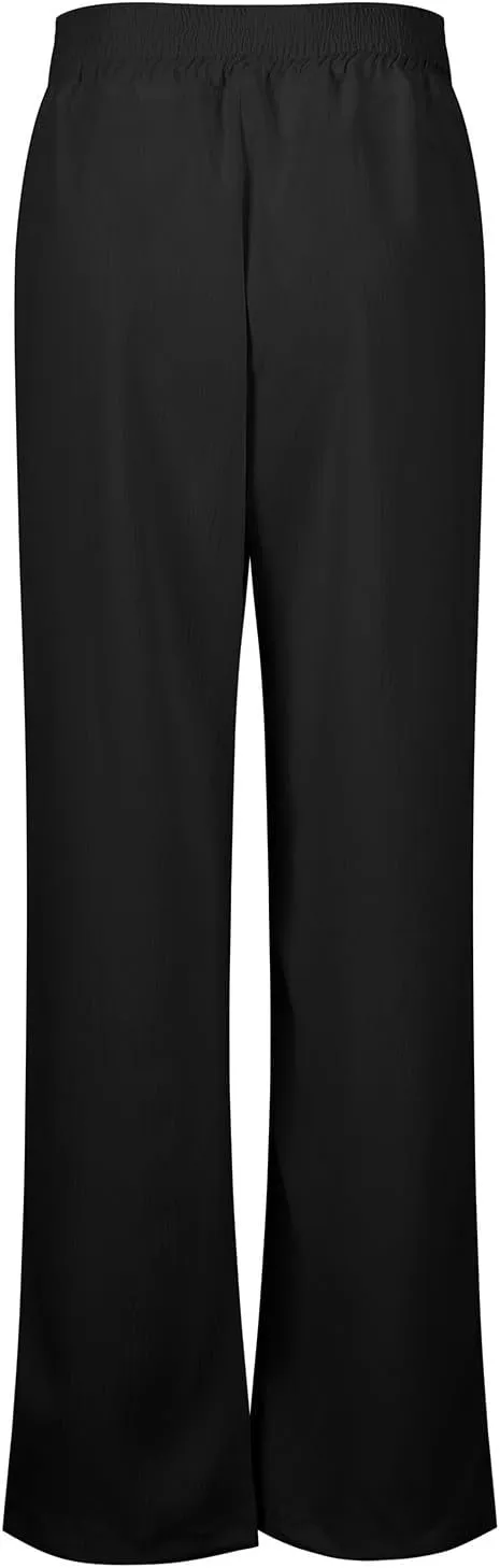 Wide Leg Palazzo Pants for Women Casual Beach Flowy Linen Pants Crossover High Waisted Long Lounge Pants with Pockets
