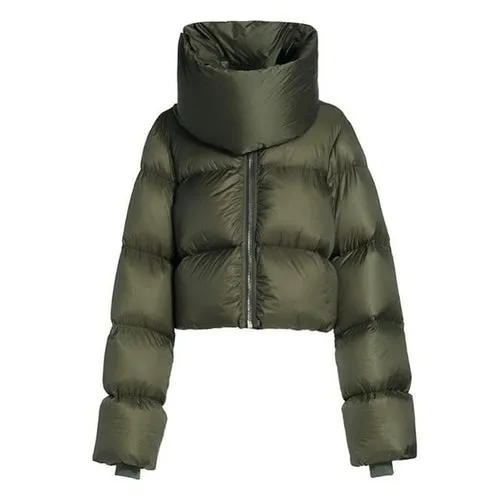 Winter Oversized Black Bubble Coats Women Zipper Scarf