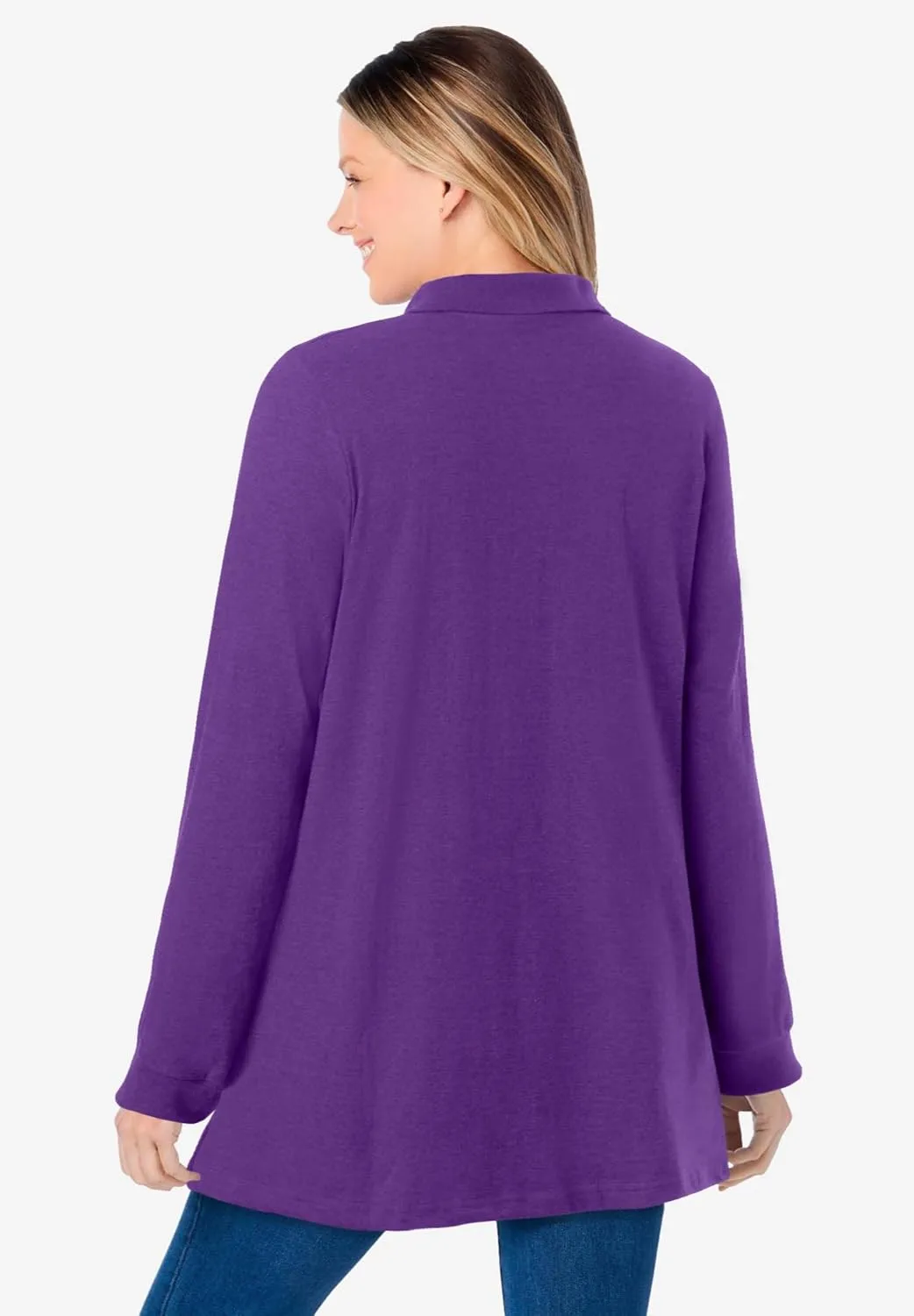 Woman Within Plus Size Long-Sleeve Polo Shirt