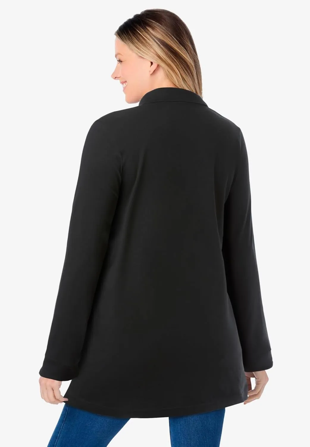 Woman Within Plus Size Long-Sleeve Polo Shirt