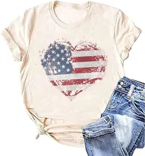 Women American Flag Shirts USA Flag Stars Stripes Graphic Blouse Patriotic Shirt 4th of July T Shirt Summer Tops Tee