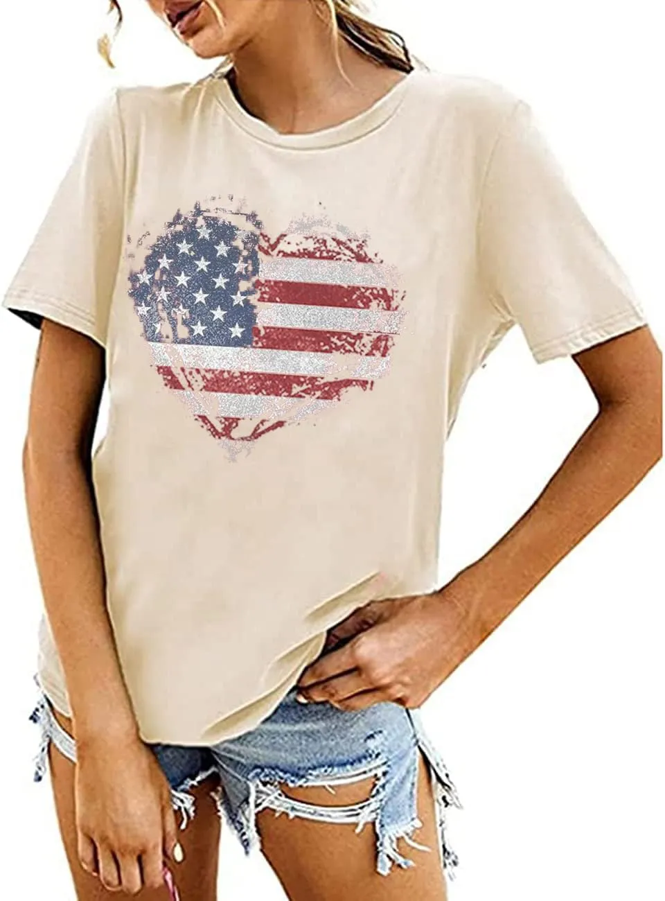 Women American Flag Shirts USA Flag Stars Stripes Graphic Blouse Patriotic Shirt 4th of July T Shirt Summer Tops Tee