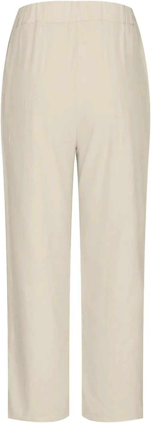 Women Casual Cotton Tapered Capri Cargo Pants Loose Elastic Waist Ankle Cropped Trouser Summer Work Slacks with Pocket