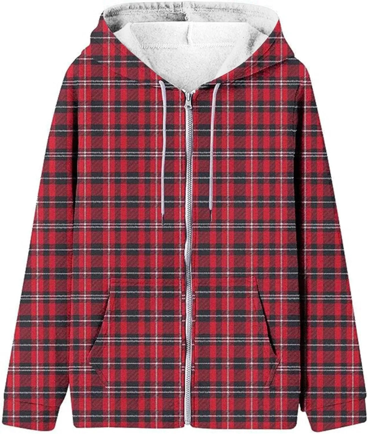Women Full Zip Up Hoodies Long Sleeve Drawstring Oversized Coat E-Girl Harajuku Jackets Coat with Pockets
