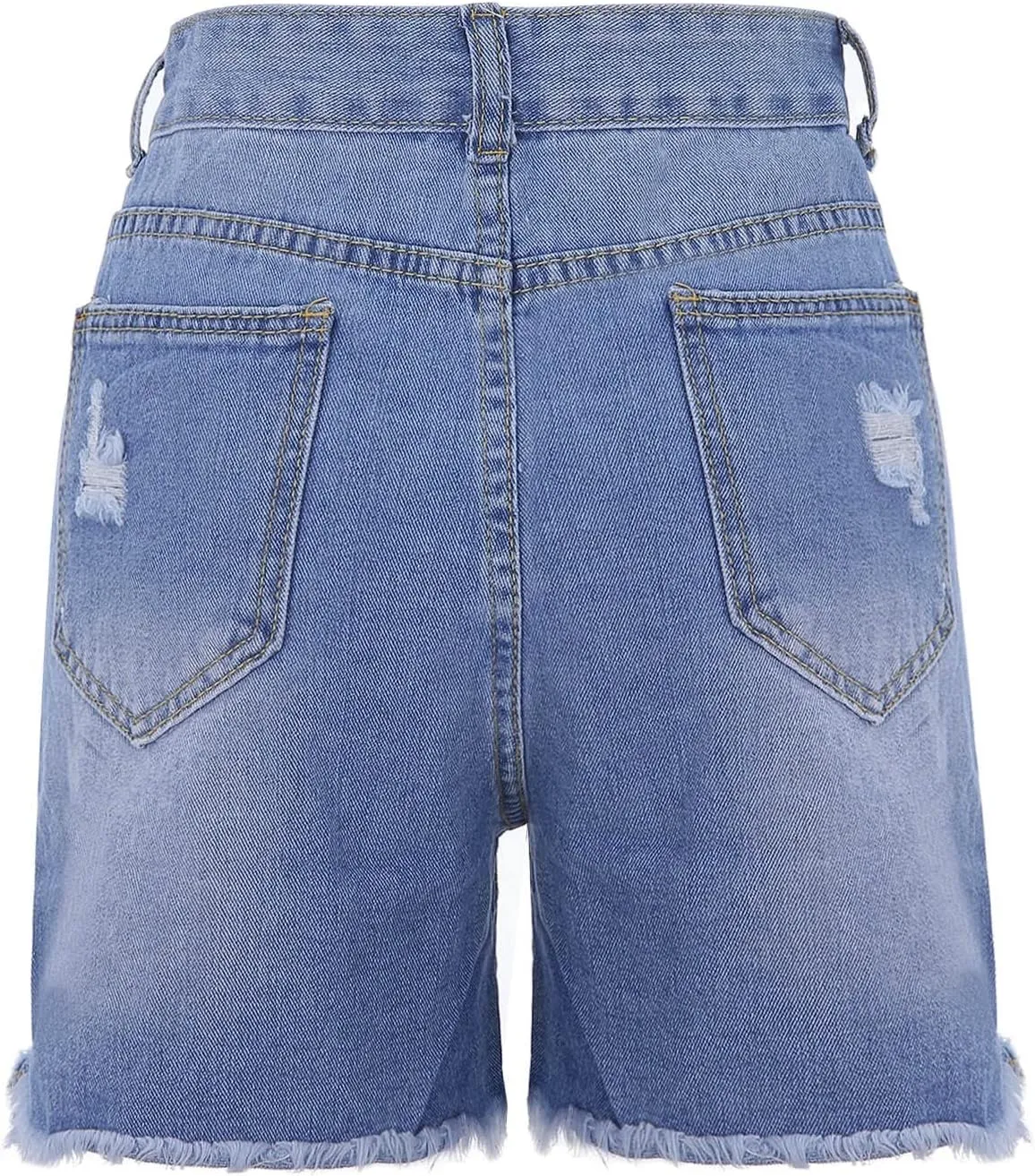 Women High Waisted Shorts Skinny Stretchy Denim Short Casual Summer Frayed Raw Hem Distressed Ripped Short Jeans