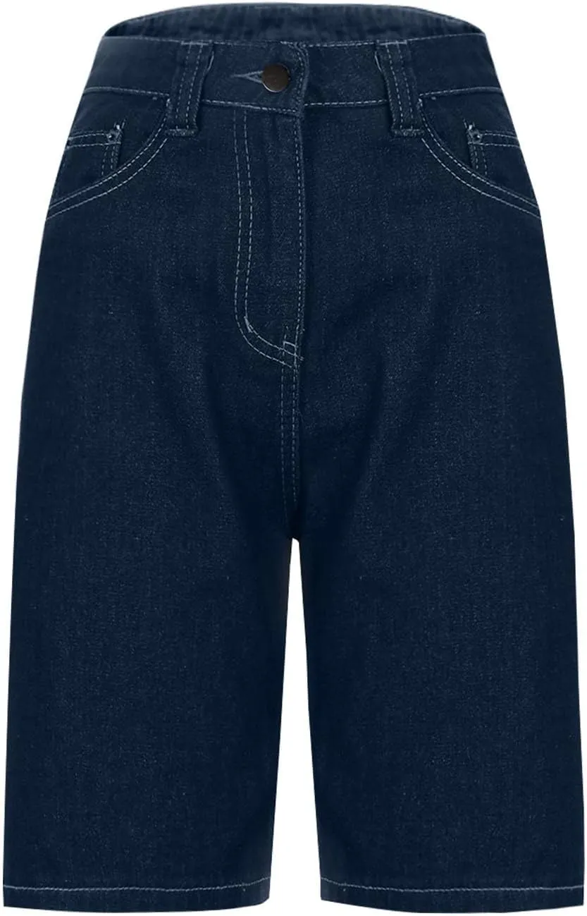 Women Jorts Baggy Jeans Solid Color Casual Outfits Mid-Low Waisted Denim Y2K Shorts Summer Hot Short Pants Streetwear