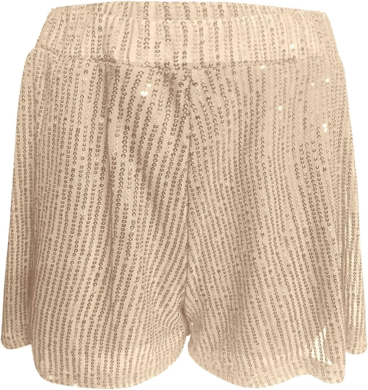 Women Sparkly Sequin Skorts Glitter Elastic High Waisted Sparkle Flowy Shorts Pleated Wide Leg Skirts for Rave Parties