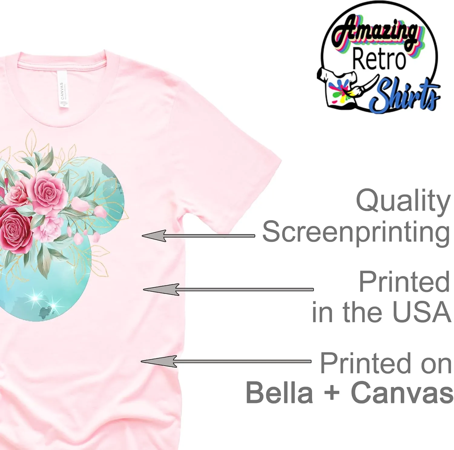 Women Teen Mickey Ears Pink Flowers with Gold Leaves Shirt Floral Adult Ladies Boho Character Tshirt