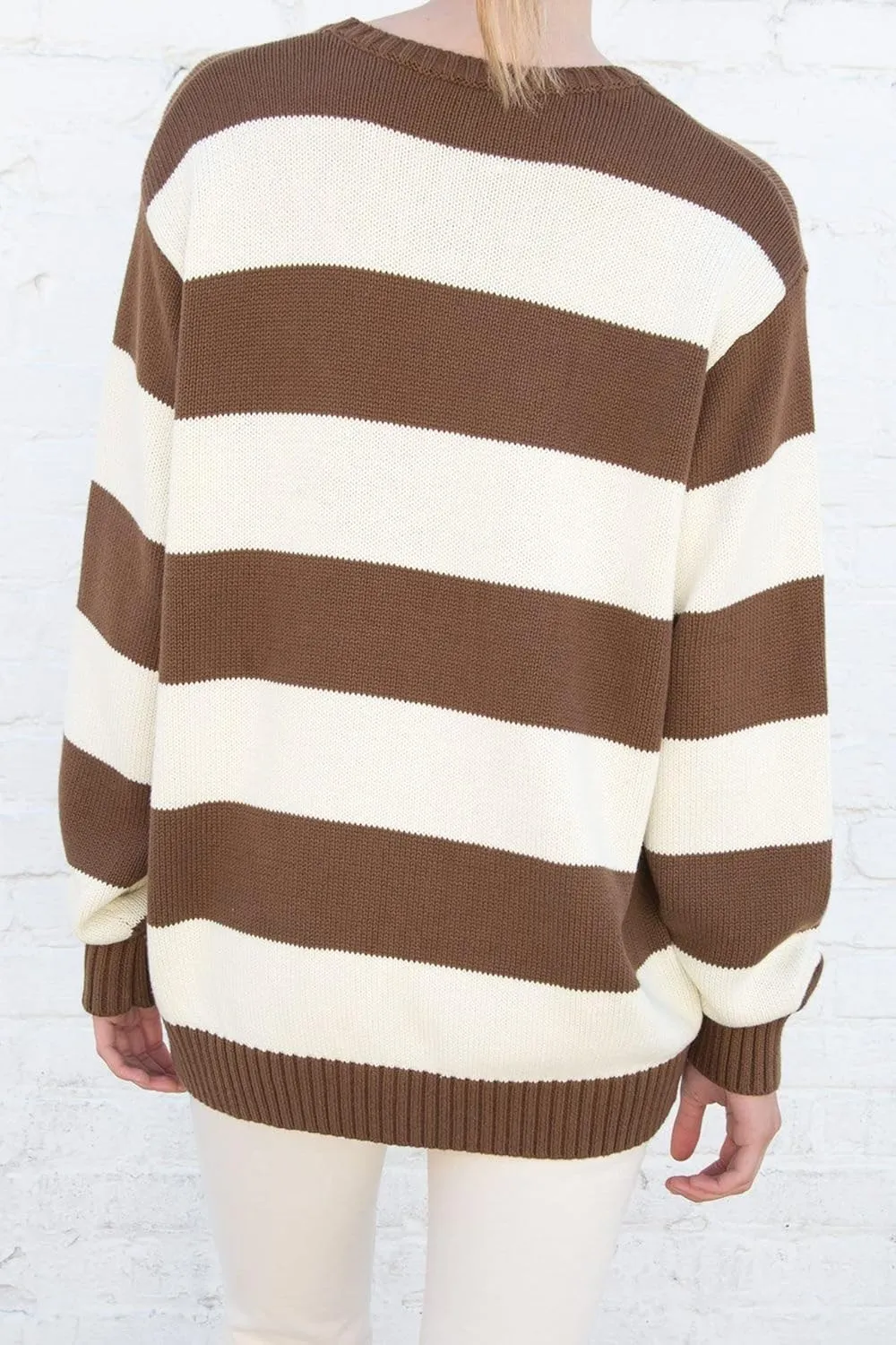 Women Y2K Striped Sweater Knit Oversized Long Sleeve Pullover Sweaters 90S Harajuku Preppy E-Girl Streetwear