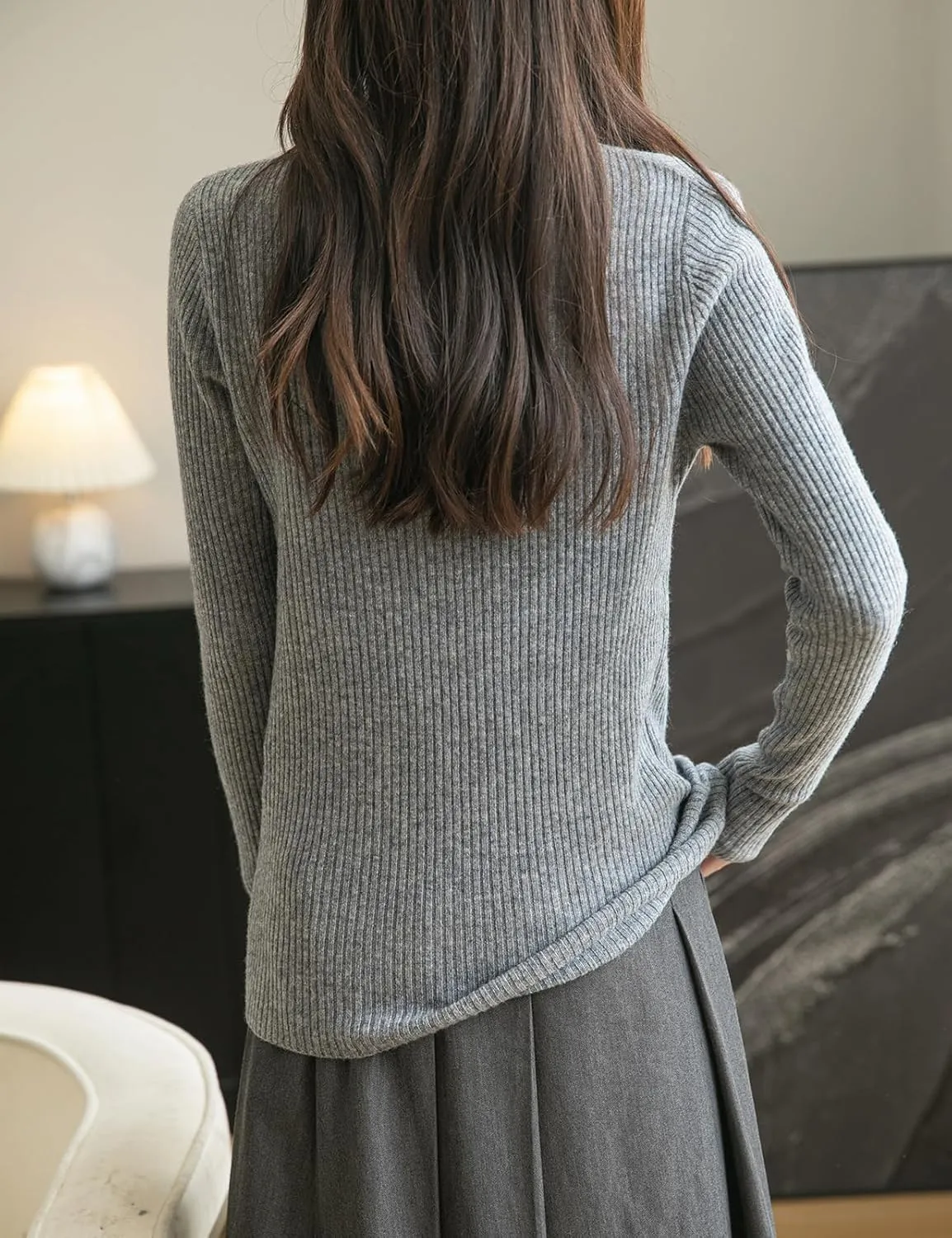 Women's 100% Merino Wool Sweater 2025 Fall Winter Crew Neck Long Sleeve Warm Soft Ribbed Knit Pullover Sweater