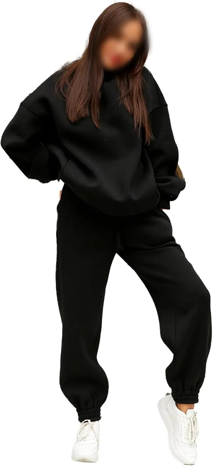 Womens 2 Piece Outfits Sweatsuit Oversized Lounge Sets Sweatshirt Baggy Sweatpants Casual Hoodies with Pockets