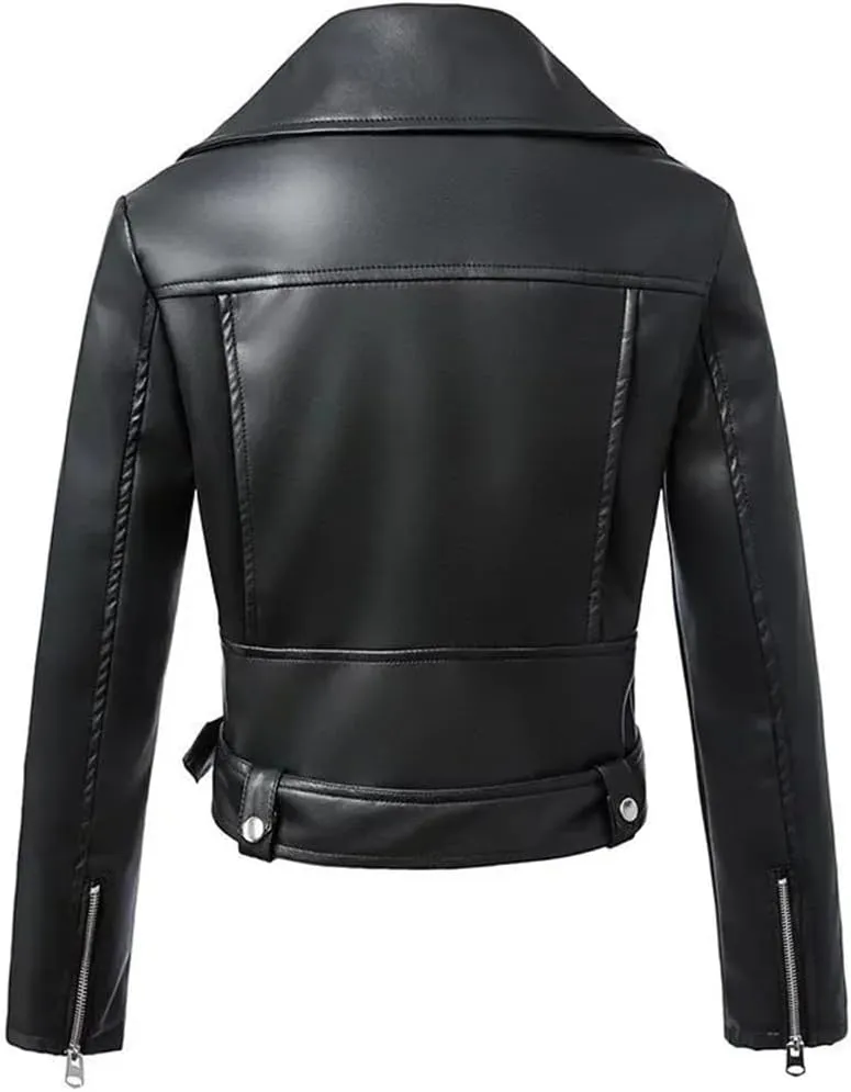 Women's Autumn And Winter Faux Leather Jacket Zipper Basic Coat Lapel Motorcycle Jacket Women's Leather Coat
