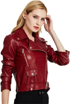 Women's Autumn And Winter Faux Leather Jacket Zipper Basic Coat Lapel Motorcycle Jacket Women's Leather Coat