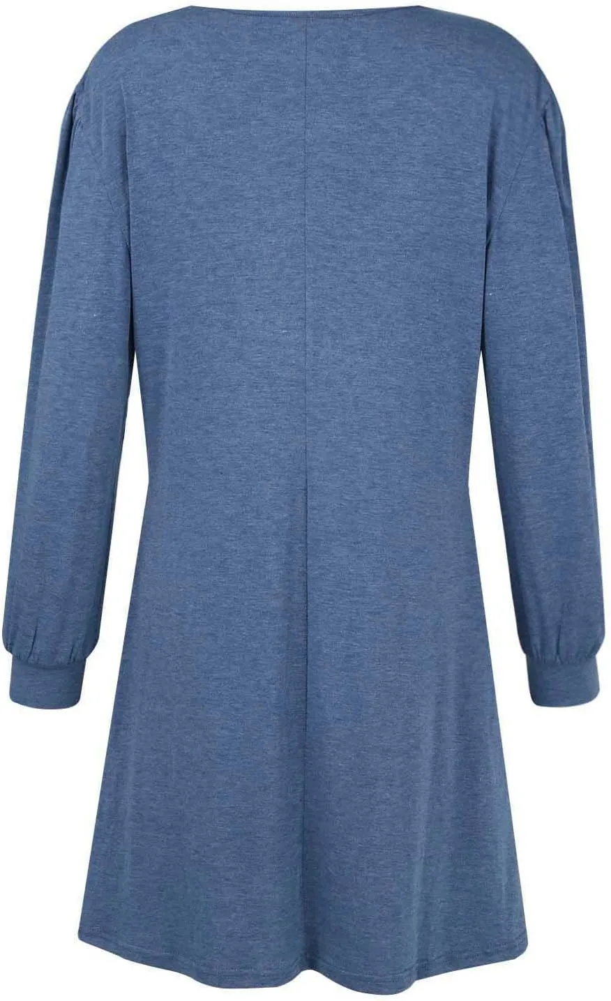 Women's Button Side Long Sleeve Dresses 2024 Fall Fashion Sweater Dresses Casual Crew Neck Pullover Tops with Pockets