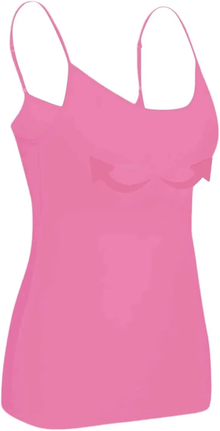 Womens Camisole Tops Shelf Bra Breathable Cool Adjustable Liftup Spaghetti Strap Cami Tank Summer Cotton Undershirts