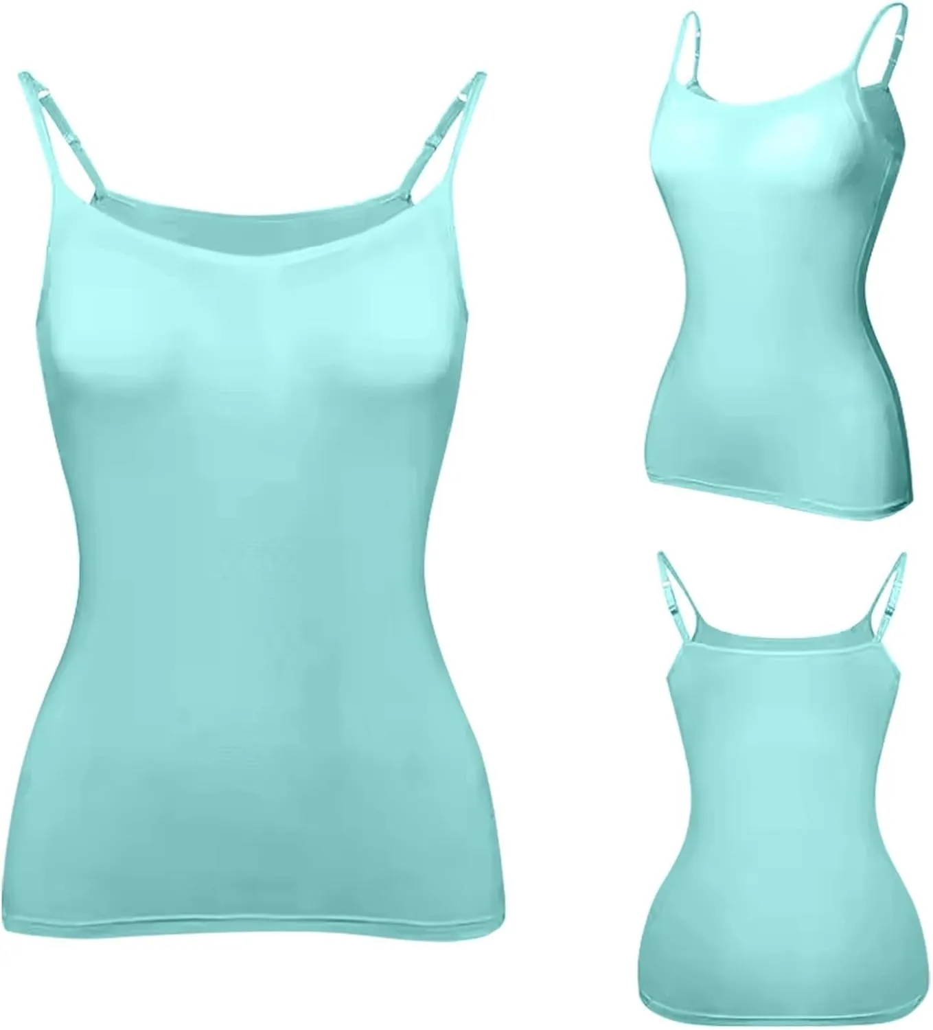 Womens Camisole Tops Shelf Bra Breathable Cool Adjustable Liftup Spaghetti Strap Cami Tank Summer Cotton Undershirts