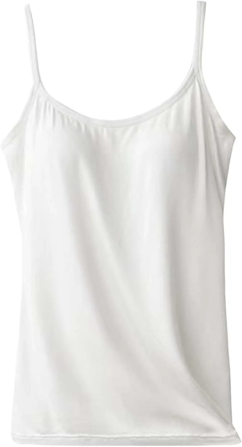 Womens Camisole Tops Shelf Bra Breathable Cool Adjustable Liftup Spaghetti Strap Cami Tank Summer Cotton Undershirts