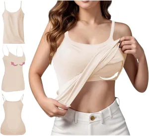 Womens Camisole Tops Shelf Bra Breathable Cool Adjustable Liftup Spaghetti Strap Cami Tank Summer Cotton Undershirts
