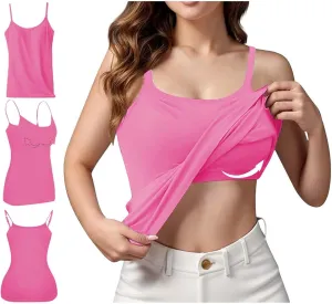 Womens Camisole Tops Shelf Bra Breathable Cool Adjustable Liftup Spaghetti Strap Cami Tank Summer Cotton Undershirts